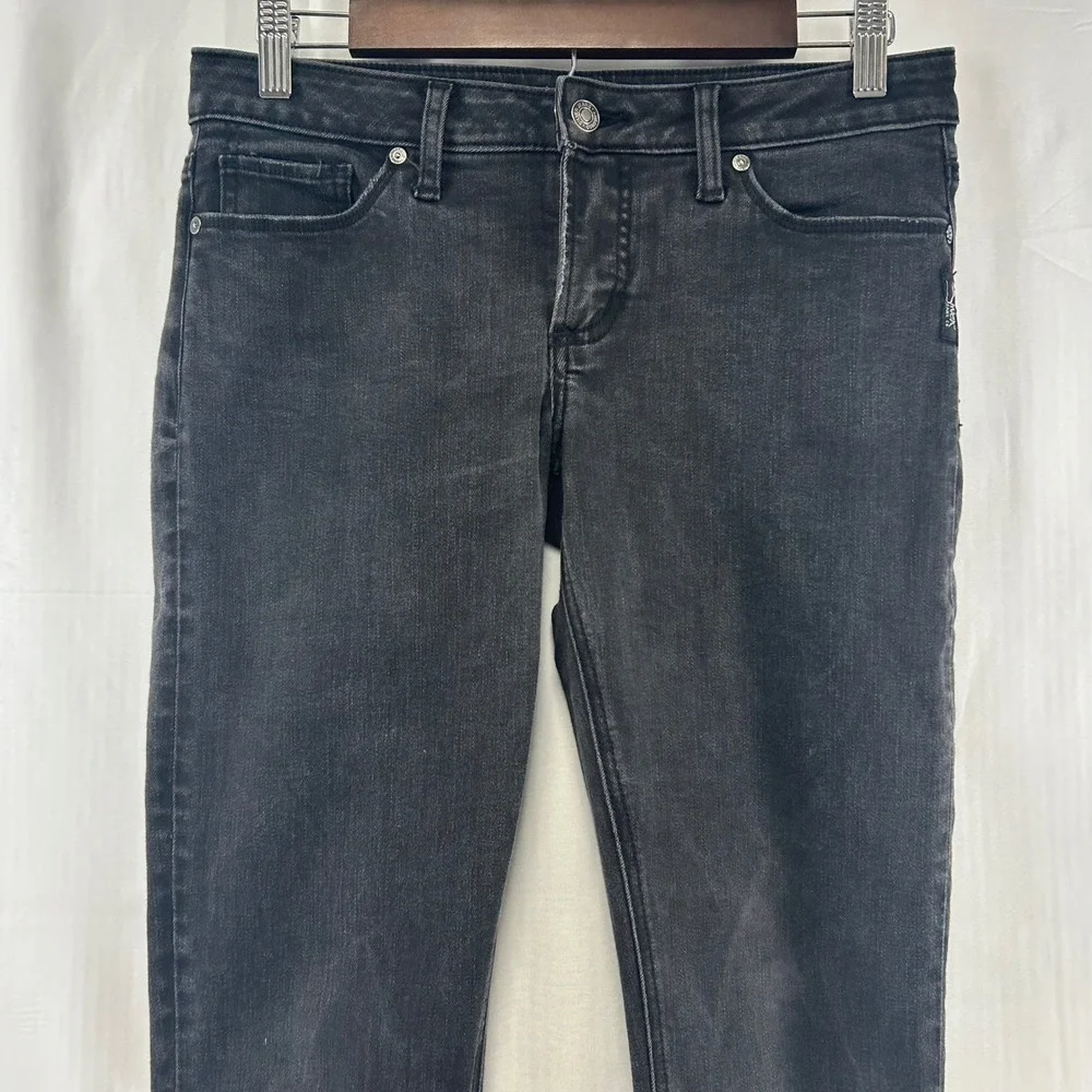 Silver Jeans Co Tuesday Skinny Womens 29 Black Frayed Raw Hem Low Rise Denim